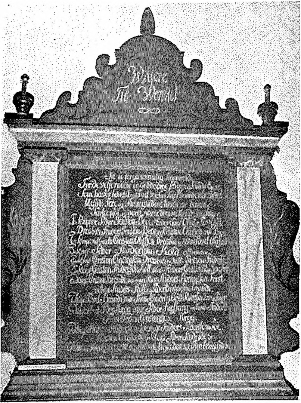 Mindetavlen i Vester Vandet Kirke med de 24 mænd fra Klitmøller, der gav kirken dens ur i 1754